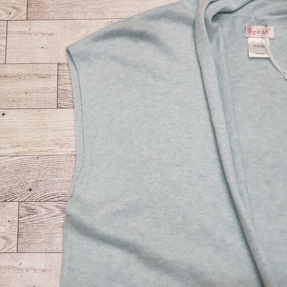 Top it Off Cashmere Blend Long Vest Blue Womens OS Coastal Grandma Beachy NEW - Picture 4 of 9